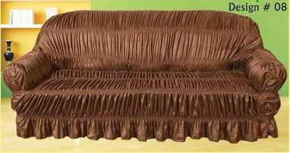 3 Pcs Jersey Self Textured Sofa Cover Set, 6 Seater