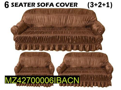 3 Pcs Jersey Self Textured Sofa Cover Set, 6 Seater
