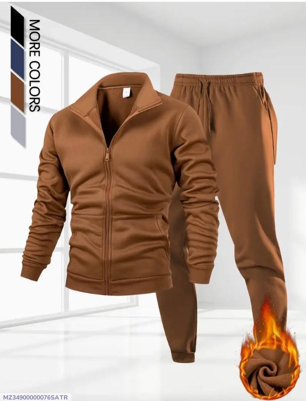 2 Pcs Men's Fleece Plain Zipper