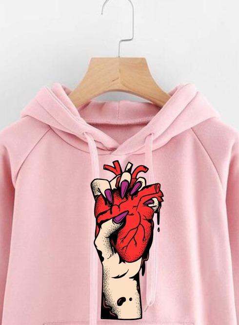 Stylish Printed Hoodie For Girls - 1 Pc