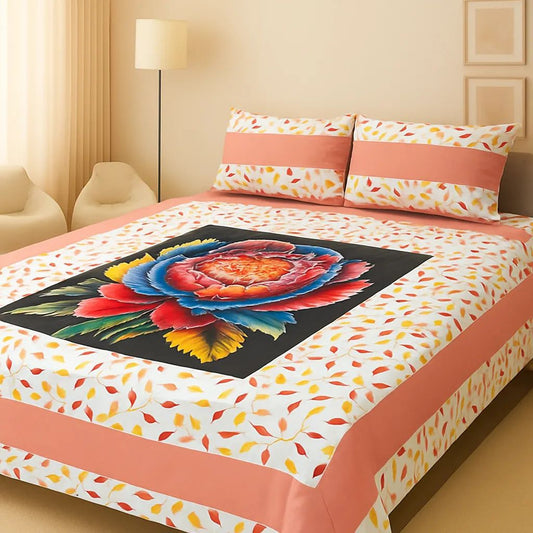 Embroidered Patch Work King Size BedSheet