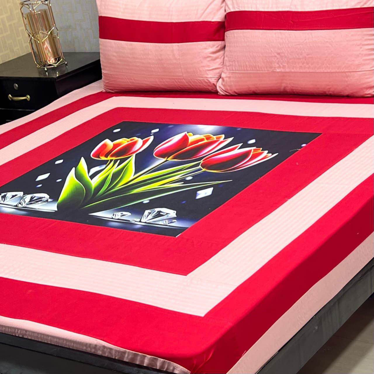 Embroidered Patch Work King Size BedSheet