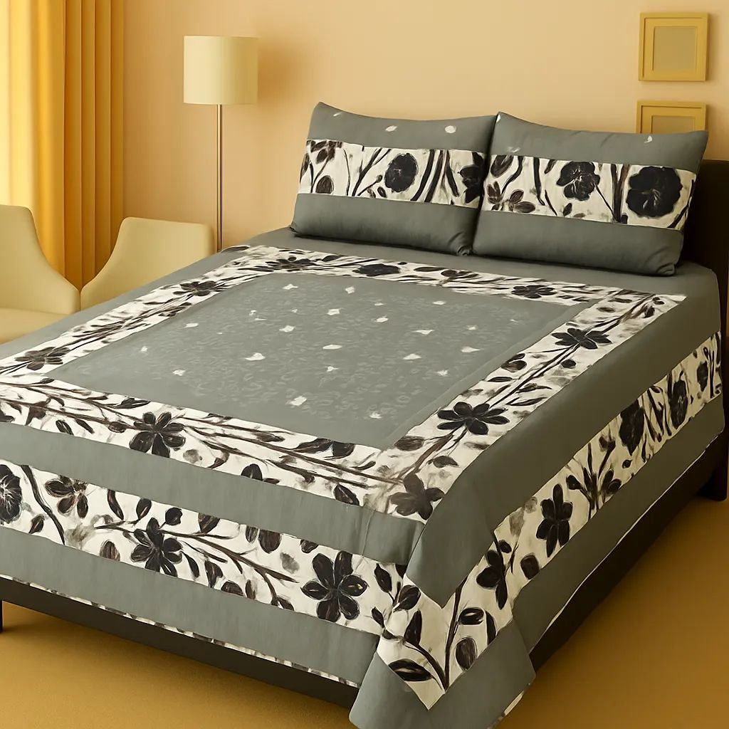 Embroidered Patch Work King Size BedSheet