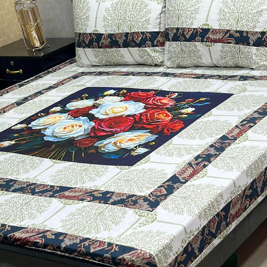 Embroidered Patch Work King Size BedSheet
