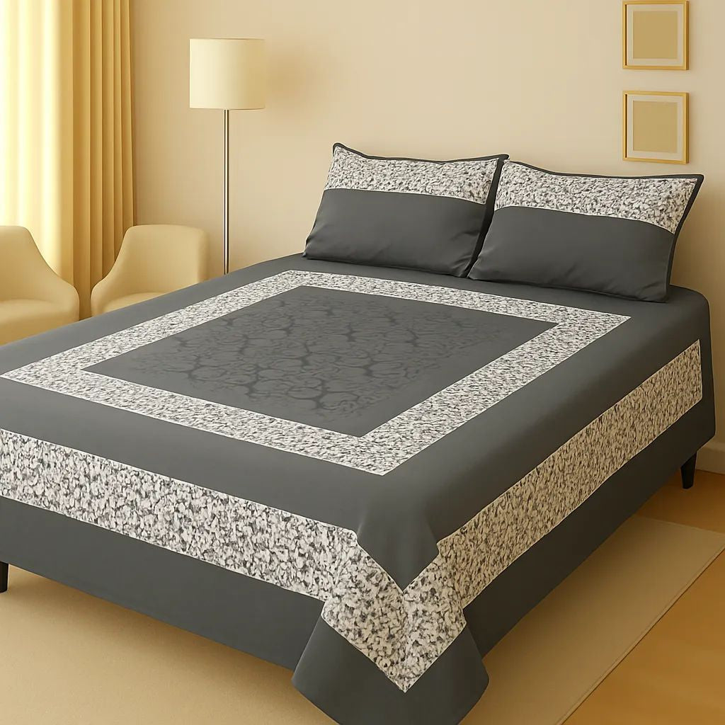 Embroidered Patch Work King Size BedSheet