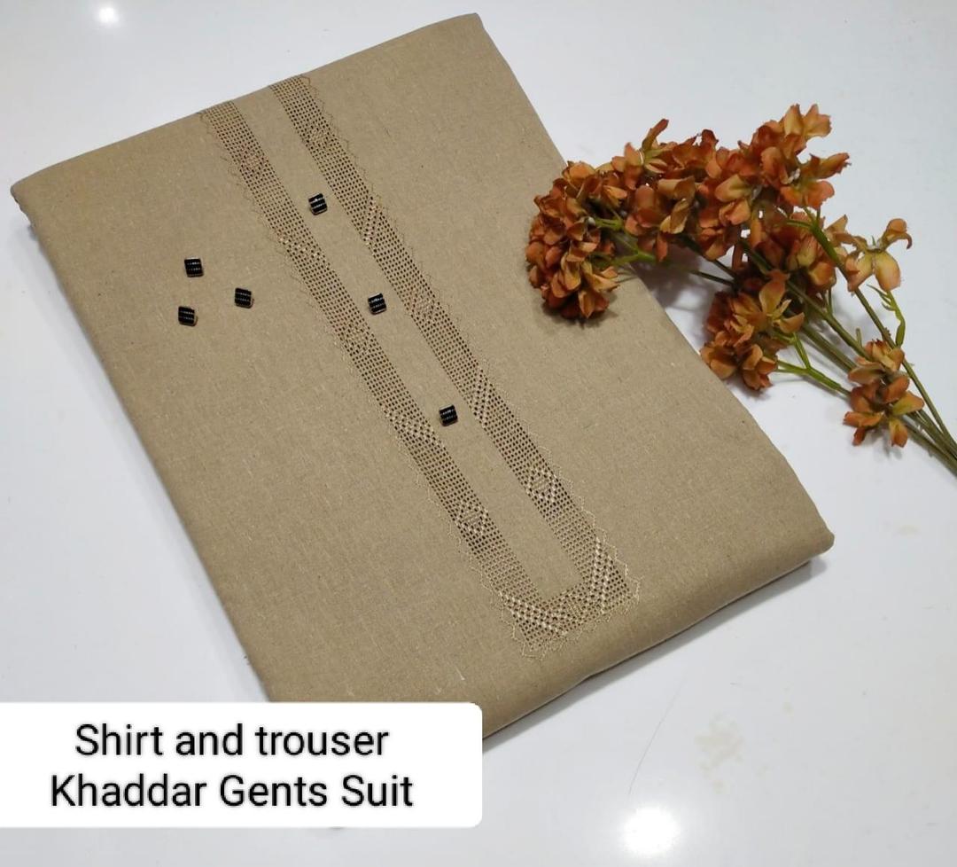 Men's unstitched khaddar embrioded suit
